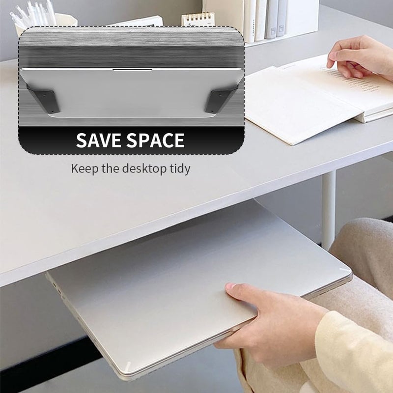 CfoPiryx Wall & Under Desk Laptop Mount Holder with Adhesive Screws,1.02"/ 26 mm Thick, Universal for Laptop, Mac mini, MacBook, Keyboard with Anti-Scratch Pads - Image 5